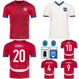 2024 2025 Euro Cup Men Serbia Soccer Jerseys 20 MILINKOVIC-SAVIC 20 SERGEJ 22 LUKIC 14 ZIVKOVIC 13 MASOVIC 8 JOVIC 9 MITROVIC Football Shirt Kits Uniform National Team