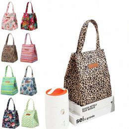 fr Animal Print Pattern Lunch Bag Oxford Cloth Thermal Picnic Bag School Work Lunch Insulati Bag Food Storage Tote Handbag O5p3#