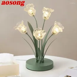 Table Lamps AOSONG Contemporary Lamp French Pastoral LED Creative Flower Living Room Bedroom And Study Home Decoration Desk