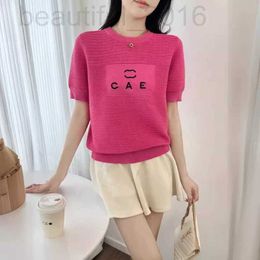 Women's T-Shirt designer Summer Temperament Thin Tencel Knitted T-shirt Hollow Short Sleeves 2024 New Fashionable and Small Fragrant Top 6JK2