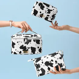 Cosmetic Bags Fashion Cute Makeup Pouch Portable Cow Print Make Up Toiletry Bag Multifunctional Zipper Organiser For Vacation Camping Party