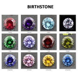 Cubic Zirconia Birthtones Round 5-10mm Jau till Dec Loose Stone For Jewelry Charms Locket 600 st Lot Mixed 12 Colors 50pcs P2169