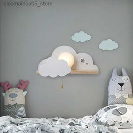 Lamps Shades Nordic Macaron LED glass wall lamp bedroom lighting modern childrens room cloud lamp staircase wall lamp Q240416