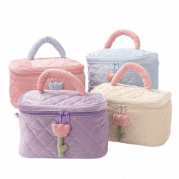 1 Set Solid Colour Fr Makeup Bag Set Zipper Large Soft Corduroy Cosmetic Bag Female Travel Make Up Beauty Case Set f7ij#