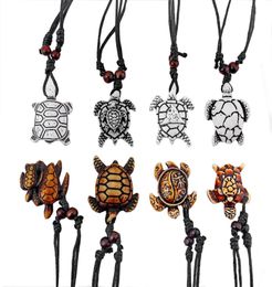 8pcs Mixed Styles Colour Brown White Ethnic Tribal Resin Faux Yak Bone Sea Turtle Surfer Pendants Necklace2756297