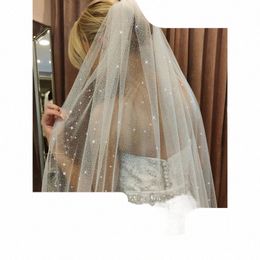 v101 Sparking Bridal Veils Shimmering Wedding Veil with Comb Bing Bling 1 Tier Cut Edge White Champagne Wedding Accories 2023 93nQ#