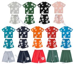 Designer shorts denim shorts Men's shorts puff print Cotton Wreath shirts shorts Unisex Oversized Fashion Hip Hop Short sleeve silk cotton flower puff