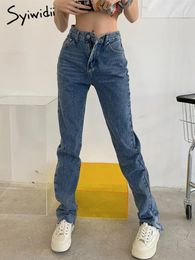 Women's Jeans Syiwidii Flare High Waist For Women Loose Baggy Denim Pants Vintage Streetwear Korean Fashion Quality BF