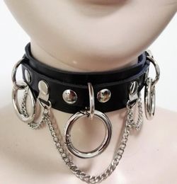 Women Fashion Sexy Harajuku Handmade Punk Choker necklace Collar Spikes and Chain two layer leather Torques Oround Whole3622897