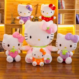 Wholesale cute strawberry cat plush toy Kids game Playmate Holiday gift Claw machine prizes 40cm2024