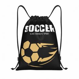 gold Soccer Sport Drawstring Bags Women Men Portable Gym Sports Sackpack Shop Storage Backpacks w07o#