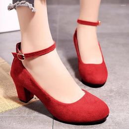 Dress Shoes Summer Women Suede Fashion High Heels Shallow Sandals 2024 Walking Party Pumps Elegant Cosy Femme Zapatos