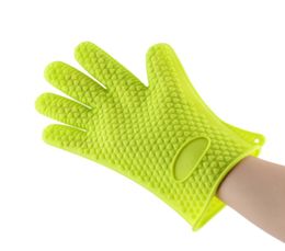 Many Colours Heat Resistant Silicone Glove Five fingers heat insulation Cooking Baking BBQ Oven Pot Holder Mitt Kitchen7004738