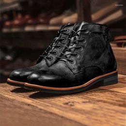 Boots 2024 Arrival Men Work Black Brown Leather For Mens Fashion Retro Shoes Top Quality Cowboy Man