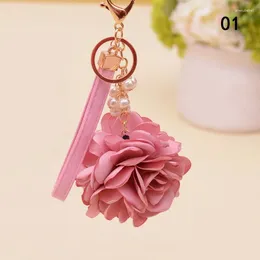 Keychains Rose Flower Gift Bag Simple Car Key Ring Tassel Pendant Chain 1pc