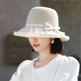 Designer Hats Womens Elegant Summer Breathable Sunhat Sunscreen Hat Foldable Outdoor Travel Beach Casual Wide Brim Sunhats