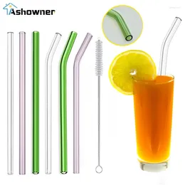 Drinking Straws 1Pcs Glass Reusable Eco-friendly Tube With Cleaning Brush For Smoothie Milkshakes Drinks Bar Accessoroy