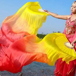 Decorative Figurines 1pc Belly Dancing Fan Gradient Color Dancer Practice Long Imitation Silk Fans Rainbow Colors Dance Props