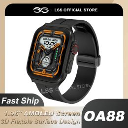 Watches OA88 Smart Watch Men 1.96 inch AMoled Screen Bluetooth Call Heart Rate 3D Flexible Design IP67 Waterproof Sport Smartwatch Men