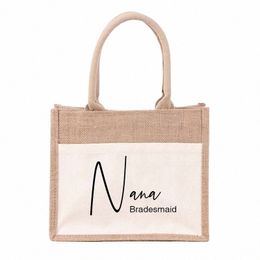 persalised Name Bridesmaid Tote Bag Gift Bag For Bridesmaid Custom Reusable Shop Storage Bags High Quality Jute Bag b4Ol#