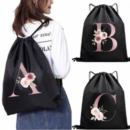 26 Letter Print Backpack Drawstring Shoe Bag Drawstring Bags for Kids Summer Outdoor Portable String Bag Thicken Drawstring t9G7#