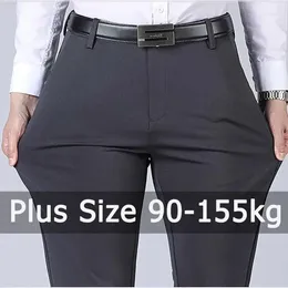 Men's Suits Plus Size Business Pants 90-155kg Big 40-52 Elastic Waist Straight Suit Formal Work Long Casual Trousers