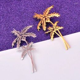 Brooches Fashion Glossy Stainless Steel Coconut Tree Shape Anti-glare Brooch Gold Colour Cardigan Buckle Collar Clip Pin Accessories