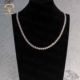 Kibo Custom Hip Hop Necklace Iced Out Shining Diamond S925 Silver Sterling Ball Beads Cuban Chain Moissanite