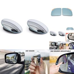 2024 2024 2Pcs Car Blind Spot Mirror Frameless Auxiliary Rearview Mirror Auto Motorcycle Universal Wide Angle Adjustable Small Mirrors