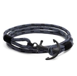 4 size Tom Hope bracelet Eclipse grey thread rope chains stainless steel anchor charms bangle with box and TH76182094