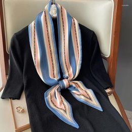 Scarves Design Print Scarf Women Hair Tie Band Kerchief Long Skinny Ribbons Fashion Head Neck Silk Satin Bag Scarfs 2024