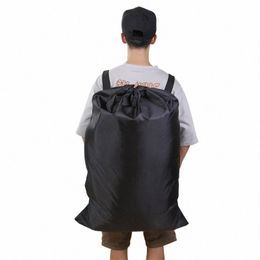 waterproof Heavy Duty Backpack Black One Size Polyester Laundry Bag Cam Travel Large Clothing Storage Bag c9Pr#