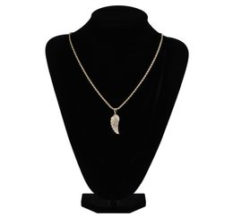 FashionGold White Gold Iced Out CZ Zirconia Lovers Angel Wing Necklace Chain Hip Hop Feather Wing Rapper Jewelry Gifts fo8515618