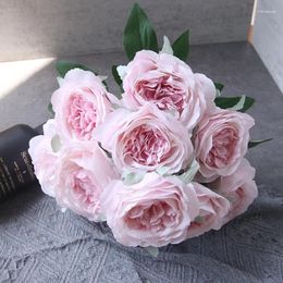 Decorative Flowers Faux 10 Head Peony Bouquet Silk Flower Peonies Bridal Wedding Hall Arrangement Home Accessories Living Room Decor