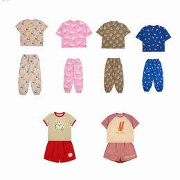 Rompers 2024 JM Summer Suit For Kids T-shirt Pants Boys Clothes Girls Sets Babies Jumpsuits Rompers L410
