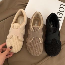 Casual Shoes 40 Velvet Fur Warm Winter Flats For Women 2024 Elegant Slip On Loafers Causal