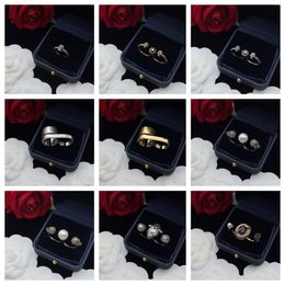 Luxury Designer branded thick love Ring 18K Gold Silver Rose Stainless Steel letter logo engrave Rings Women men lovers wedding Jewelry party gift wholesale