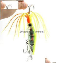 6Pcs 14Cm 42G Abs Plastic Big Game Fishing Lures Octopus Squid Jig Beard Baits Pike Bass Pesca Tackles Drop Delivery Dhvwt