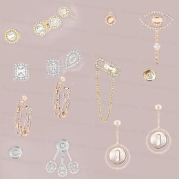 Top designer high-quality M-series diamond romantic single diamond sliding asymmetrical earrings designed specifically for women's birthday gifts