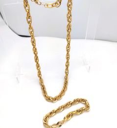 Vintage 9ct GOLD AUTHENTIC Tone Large Double loop Links Chain Necklace 24inch Bracelet 83inch Jewellery Kihei Women men7534677