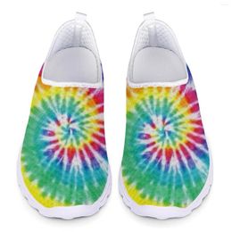 Casual Shoes Nursing For Women Colorful Tie Dye Pattern Loafers Woman Slip On Flats Mesh Sneakers Summer Ladies Sport 2024