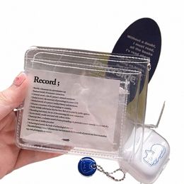 korea Short Vintage Mini Transparent Waterproof women Busin Card Holder women PVC Bag Casual Harajuku Couples Wallet Fi h4v6#