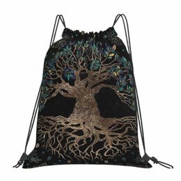 tree Of Life V-Viking Age Cool Print Drawstring Bags Men Women Storage Backpack Teenager Travel Bag Multi-functi Pocket e2Jj#