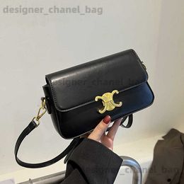 Shoulder Bags 2023 New Triumph Door Lock Buckle Small Square Bag Fashionable and Versatile One Shoulder Crossbody Bag Texture Small Bag T240416