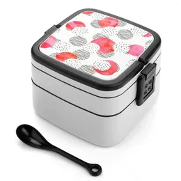 Dinnerware Flamingo Pink Double Layer Bento Box Portable Container Pp Material Red Watercolor Watercolour Pattern Patterns