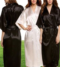 WholeMens Womens Plus Size Long Satin Bath Robe Sexy Kimono Silk Bathrobe Men Peignoir Homme Dressing Gown for Men Summer Rob2831090