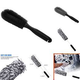 2024 Long Plush Car Wheel Tyre Detailing Brush Tyre Hub Cleaning Dirt Remover Tools Universal Truck Auto Tyre Care Washing Brushes