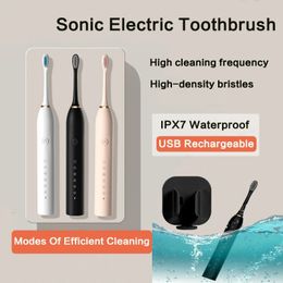 Sonic Electric Toothbrush IPX7 Waterproof Smart Timing Toothbrush USB Rechargeable Sonic Brush Clean Whiten Electric Tooth Brush 240409
