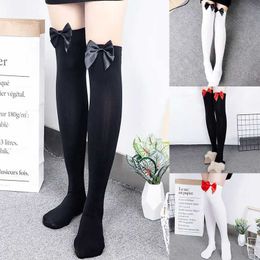 Sexy Socks Stretchy Bow Over Knee Long Knee Socks for Women Girls Sexy Stockings Thigh High Socks with Bowknot Girls Thigh Socks 240416