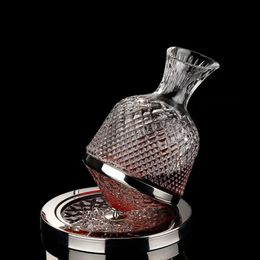 Luxurious Rotating Wine Separator Red Whiskey Tumbler Gyro Glass Bottle 1500ml Rotary Decanter With Tray Kitchen Bar Tools 240407